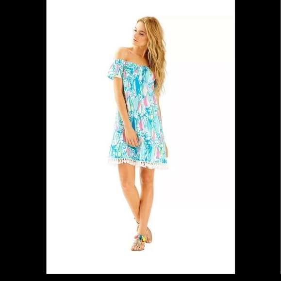 Lilly Pulitzer Marble Dress Size Small off the shoulder - Picture 6 of 11